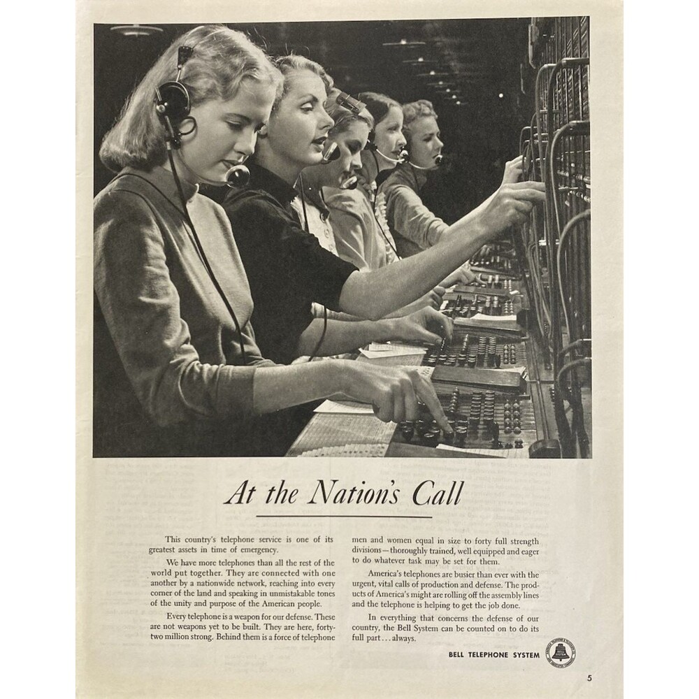 Bell Telephone System "At the Nation's Call-Men & Women" Vintage Print Ad 1951